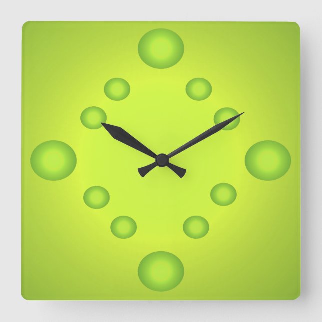 Unusual Pop Art Lime Suns Clock Green 4 (Front)