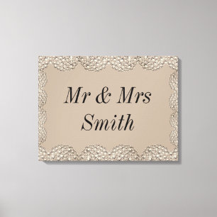 Unusual pretty personalized wedding canvas gift