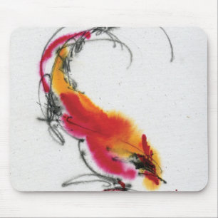 Unusual Rooster. Calligraphy and watercolor. Mouse Pad