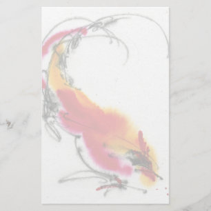Unusual Rooster. Calligraphy and watercolor. Stationery