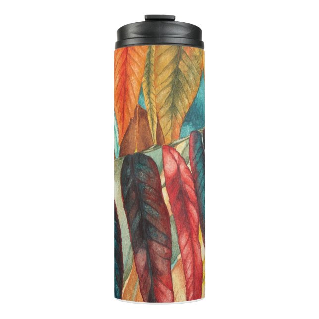 unusual stylized autumn leaf colours modern  thermal tumbler (Front)