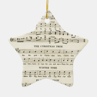 Unusual Vintage Christmas Music Sheet Songs Ceramic Ornament
