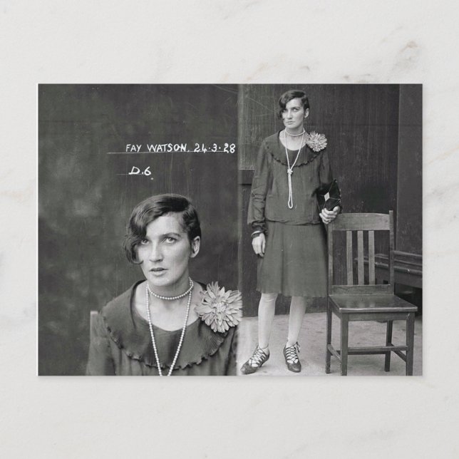 Unusual Vintage Criminal Mug Shot Photograph Postc Postcard (Front)