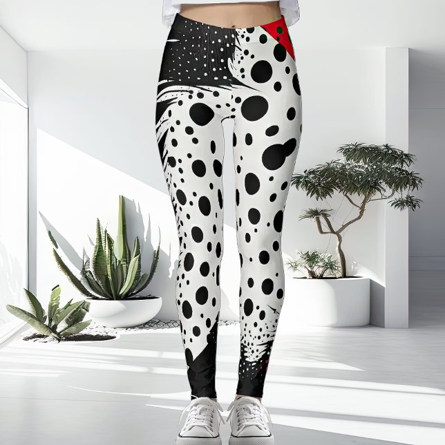 Unusual White Red and Black Modern Ladies Leggings (Creator Uploaded)
