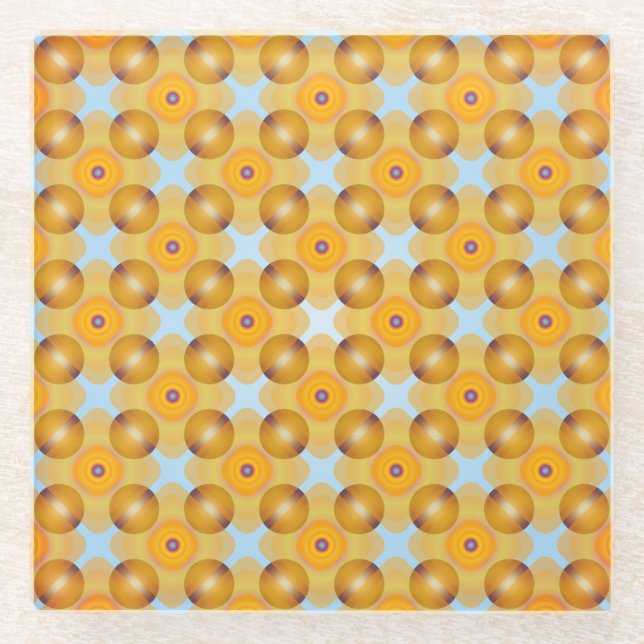 Unusual  Yellow Geometric Glass Coaster (Front)