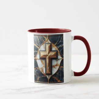 Unveiled Black and White Marble Cross With Gold Mug