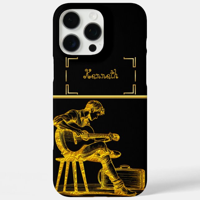 Unveiling Gold Guitar Artistry in a Serene Setting Case-Mate iPhone Case (Back)
