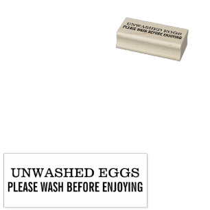 Unwashed Eggs Please Wash Before Enjoying Chicken  Rubber Stamp