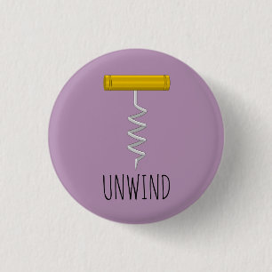 Unwind Corkscrew 1 Inch Round Button
