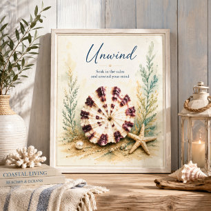 Unwind Seashell and Starfish Wall Art