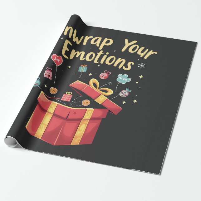 Unwrap your emotions Christmas Mental Health Xmas  Wrapping Paper (Unrolled)