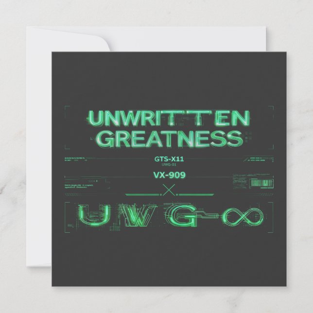 "Unwritten Greatness" Cyberpunk Invitation (Front)