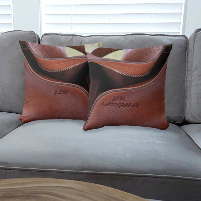 Unzipped Brown Faux Leather Customizable Throw Pillow (Creator Uploaded)