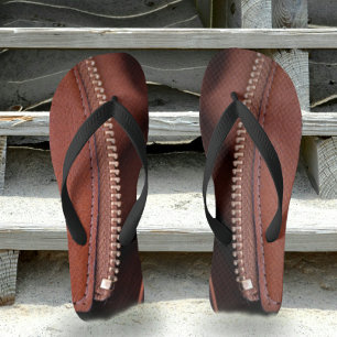 Unzipped Leather Flip Flops