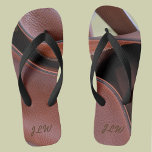 Unzipped Leather Personalized with Initials Flip Flops<br><div class="desc">These Unzipped Leather flip flops are a fun twist on faux leather! These flip flops design, inspired by rich brown leather and an unzipped brass zipper, have the look of fine leather with piping, stitching and multicolored patches. It's a unisex footwear that's sure to please anyone. Personalize with Initials. They...</div>