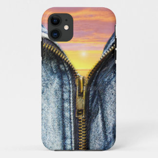 unzipping the sunrise iPhone 11 case