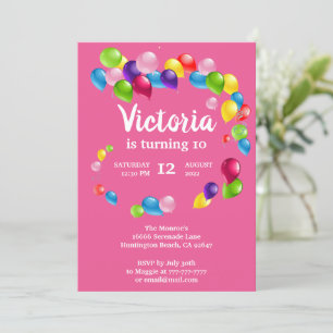 Up and Away Balloons Birthday Party Invitation