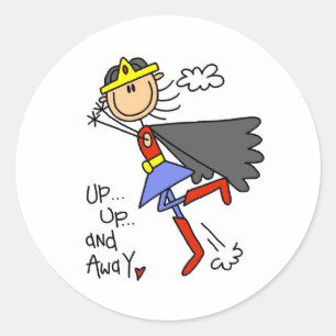 Up and Away Girl Hero Classic Round Sticker