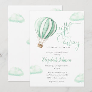 Up And Away Hot Air Balloon Neutral Baby Shower Invitation