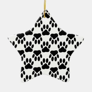 Up And Down Dog Paw Prints Ceramic Ornament