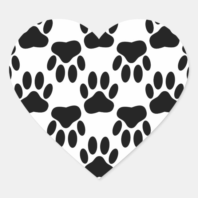 Up And Down Dog Paw Prints Heart Sticker (Front)