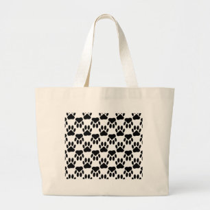 Up And Down Dog Paw Prints Large Tote Bag
