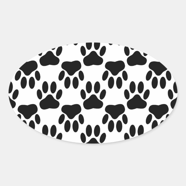 Up And Down Dog Paw Prints Oval Sticker (Front)