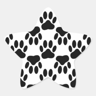 Up And Down Dog Paw Prints Star Sticker