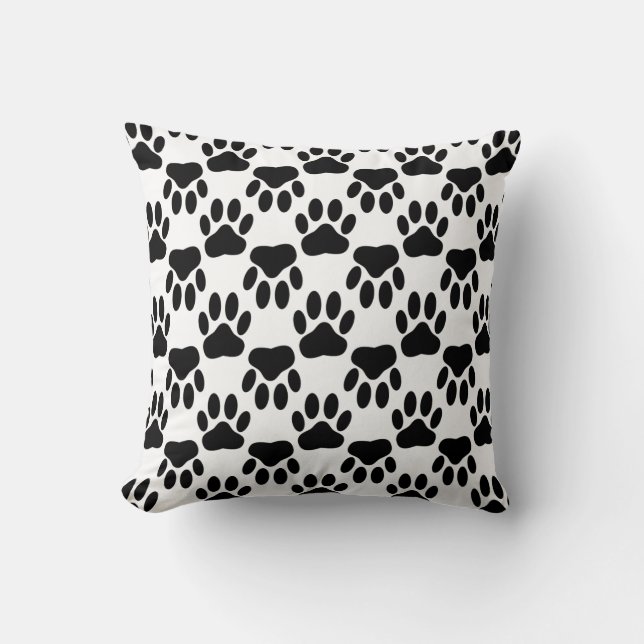Up And Down Dog Paw Prints Throw Pillow (Front)