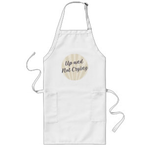 Up and not crying grey with background  long apron