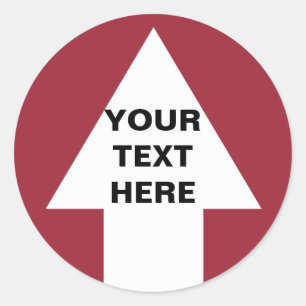 Up Arrow with custom text Classic Round Sticker