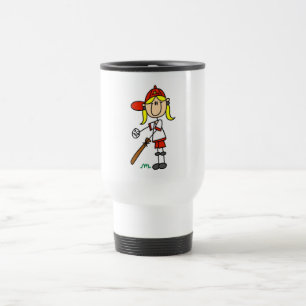 Up at Bat Girl Baseball Player Tshirts Travel Mug