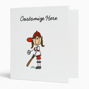 Up At Bat Girl Stick Figure Baseball Gifts Binder