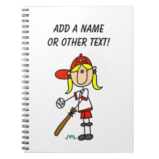 Up At Bat Girl Stick Figure Baseball Gifts Notebook