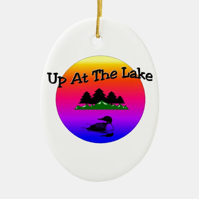 Up At The Lake Ceramic Ornament (Front)