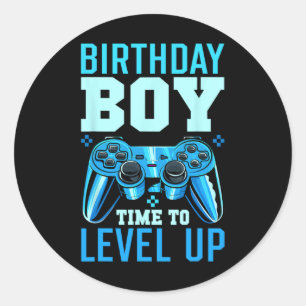 Up Birthday Boy Matching Gamer Party - Clic Fit1  Classic Round Sticker