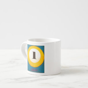 Up Close Painting of Number One Pool Ball Espresso Cup