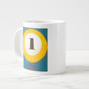 Up Close Painting of Number One Pool Ball Large Coffee Mug
