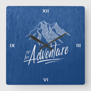 Up For Adventure Mountains White ID358 Square Wall Clock