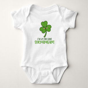 Up For Shenanigans Cute St. Patrick's Day Baby Bodysuit