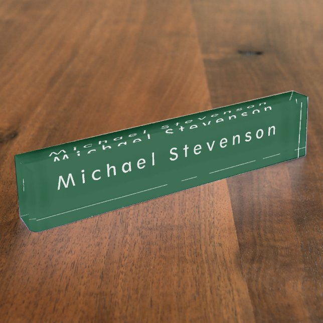 Up Forest Green Elegant Modern Minimalist Design Nameplate (Side)