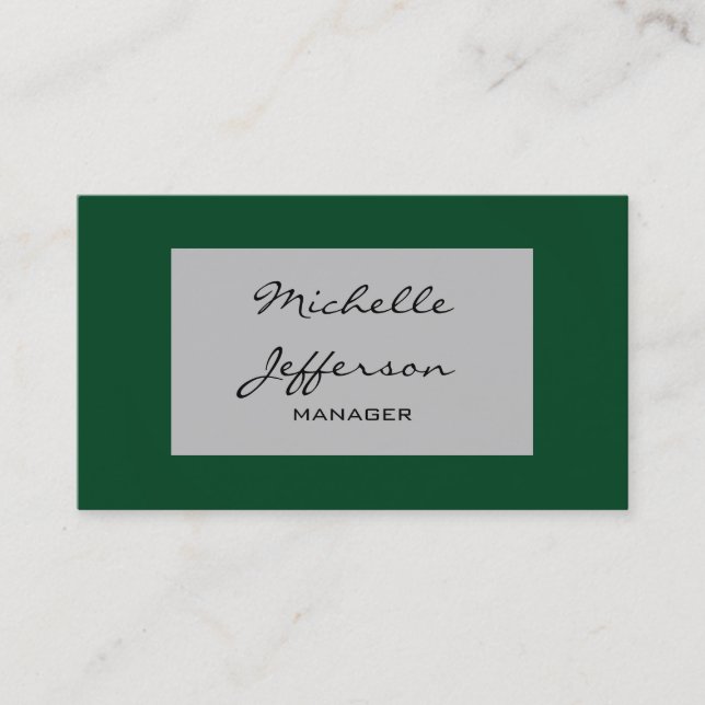 Up Forest Green Grey Pattern Script Business Card (Front)