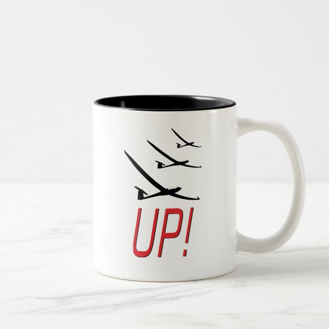 UP !  Glider Sailplane Two-Tone Coffee Mug (Right)