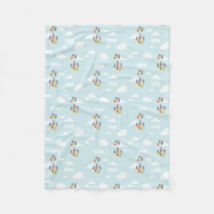 Up House Floating in Clouds Personalized Name Fleece Blanket