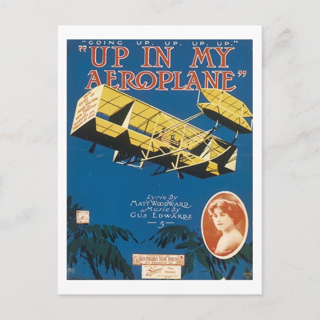 Up In An Aeroplane Vintage Songbook Cover Postcard (Front)