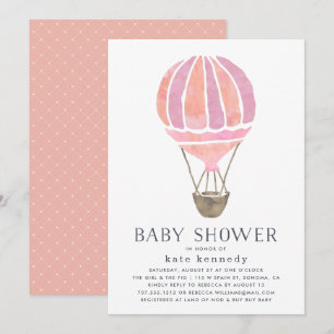 Up in the Air Baby Shower Invitation   Pink