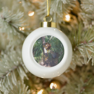 "Up in Trees: An Australian Tree Kangaroo Climbs Ceramic Ball Christmas Ornament