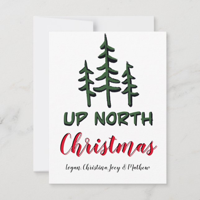 Up North Christmas, rustic evergreens     Card (Front)