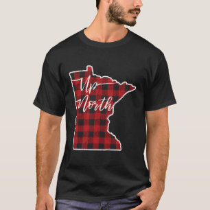 Up North Plaid Minnesota Red Black Buffalo Plaid T-Shirt