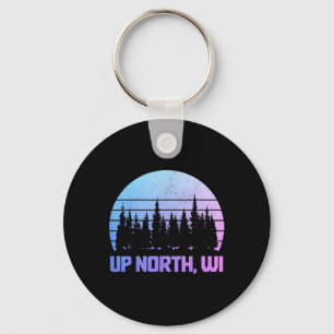 Up North Wisconsin Nature Hiking Camping Pride Vin Keychain